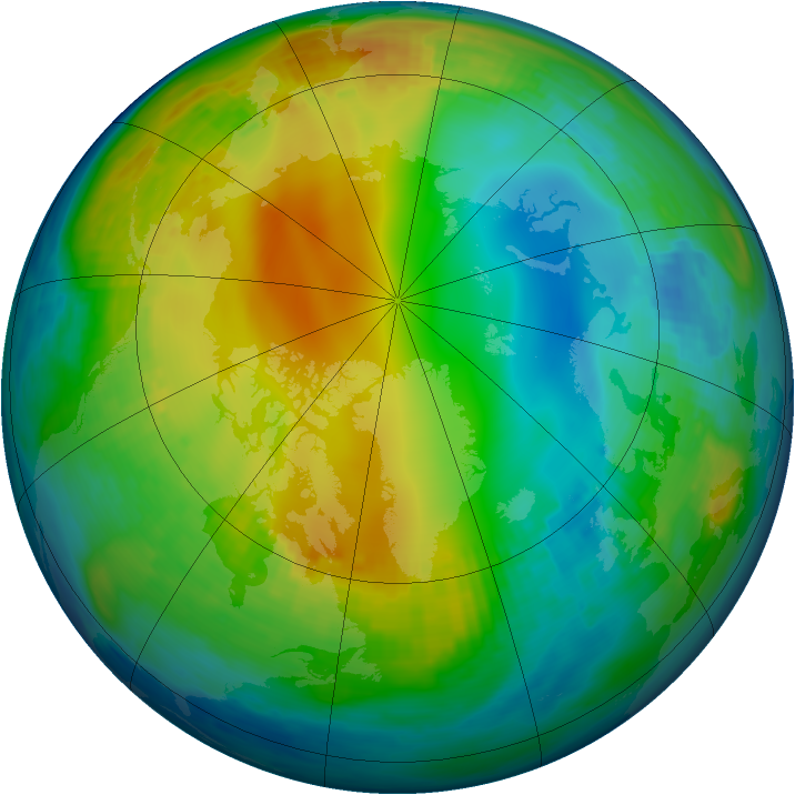 Arctic ozone map for 27 November 1987